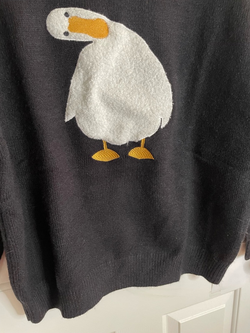 NEW Aelfric Eden Black Crewneck Sweater White Duck and Yellow Accents Size XS - Picture 5 of 9